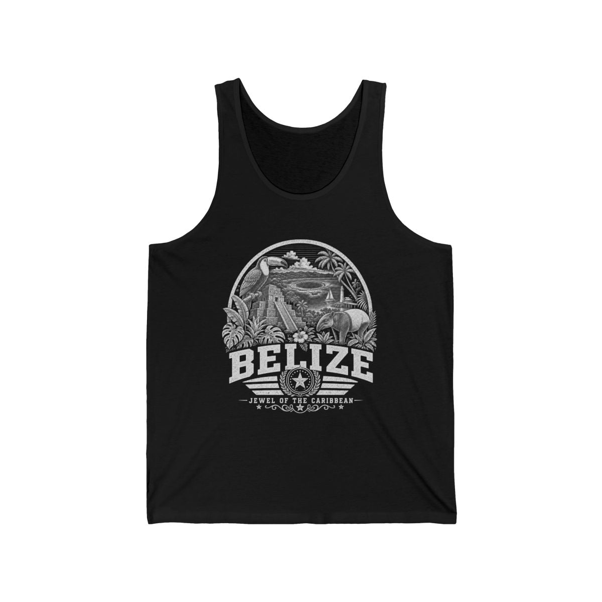Belize vintage landmarks men's tee — iconic landmark design | Nameshi Destinations (view 1)