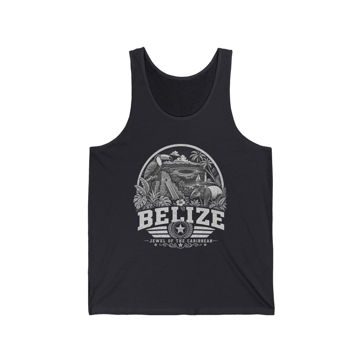 Belize vintage landmarks men's tee — iconic landmark design | Nameshi Destinations (view 2)