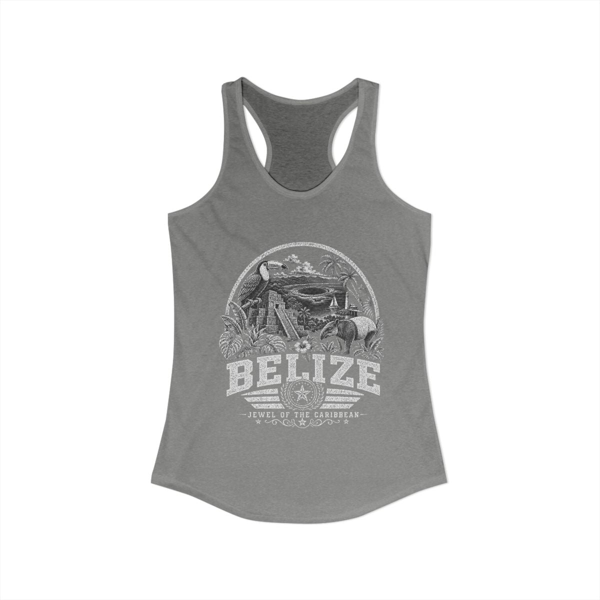 Belize vintage landmarks tank top — iconic landmark design | Nameshi Destinations (view 3)
