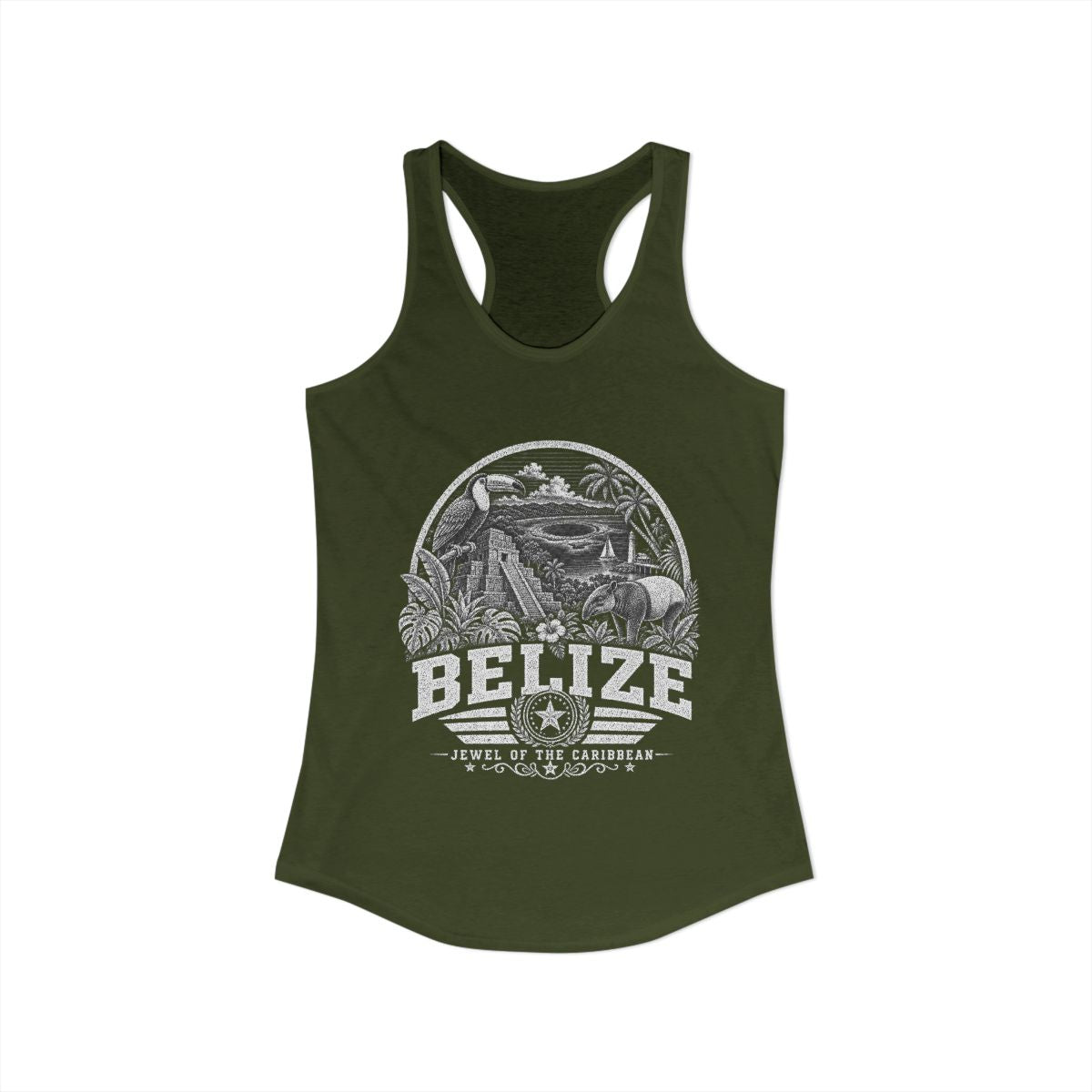 Belize Women's Tank Top — Solid Military Green (front)