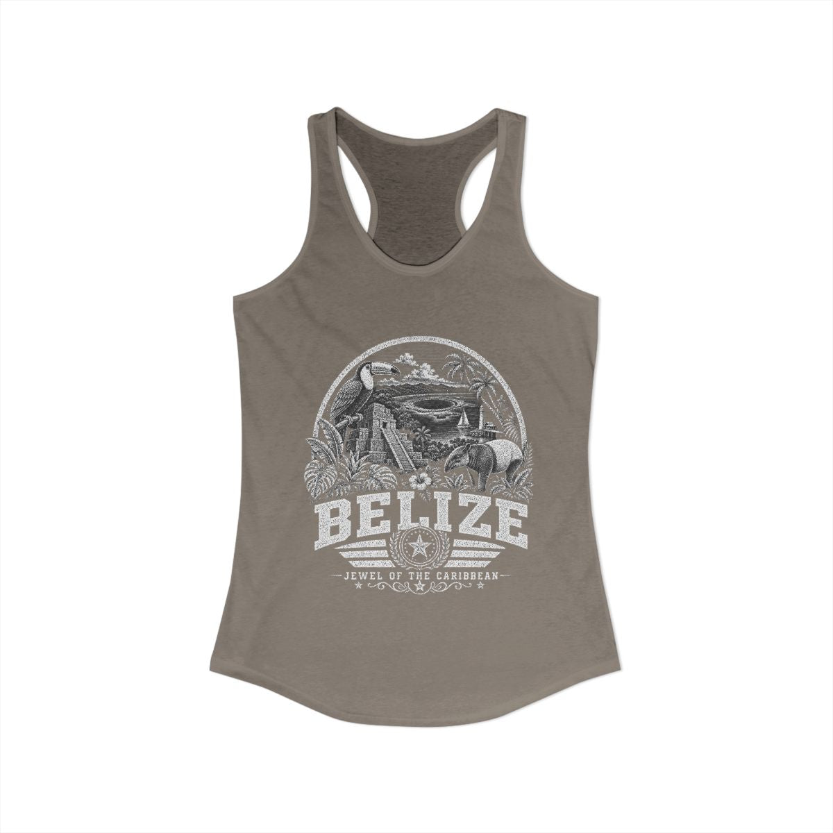 Belize vintage landmarks tank top — iconic landmark design | Nameshi Destinations (view 4)