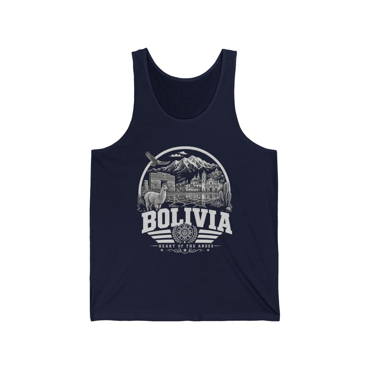 Bolivia vintage landmarks men's tee — iconic landmark design | Nameshi Destinations (view 7)
