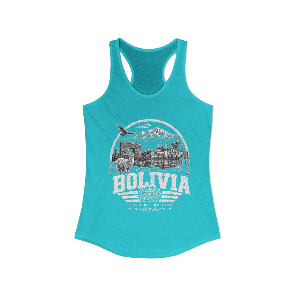Bolivia Women's Tank Top — Solid Tahiti Blue (front)