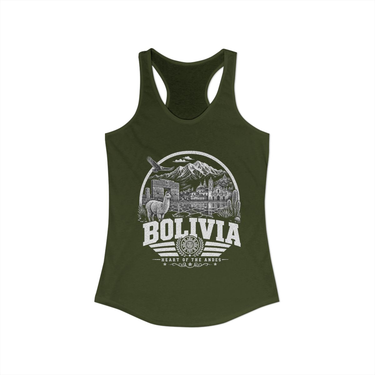 Bolivia Women's Tank Top — Solid Military Green (front)