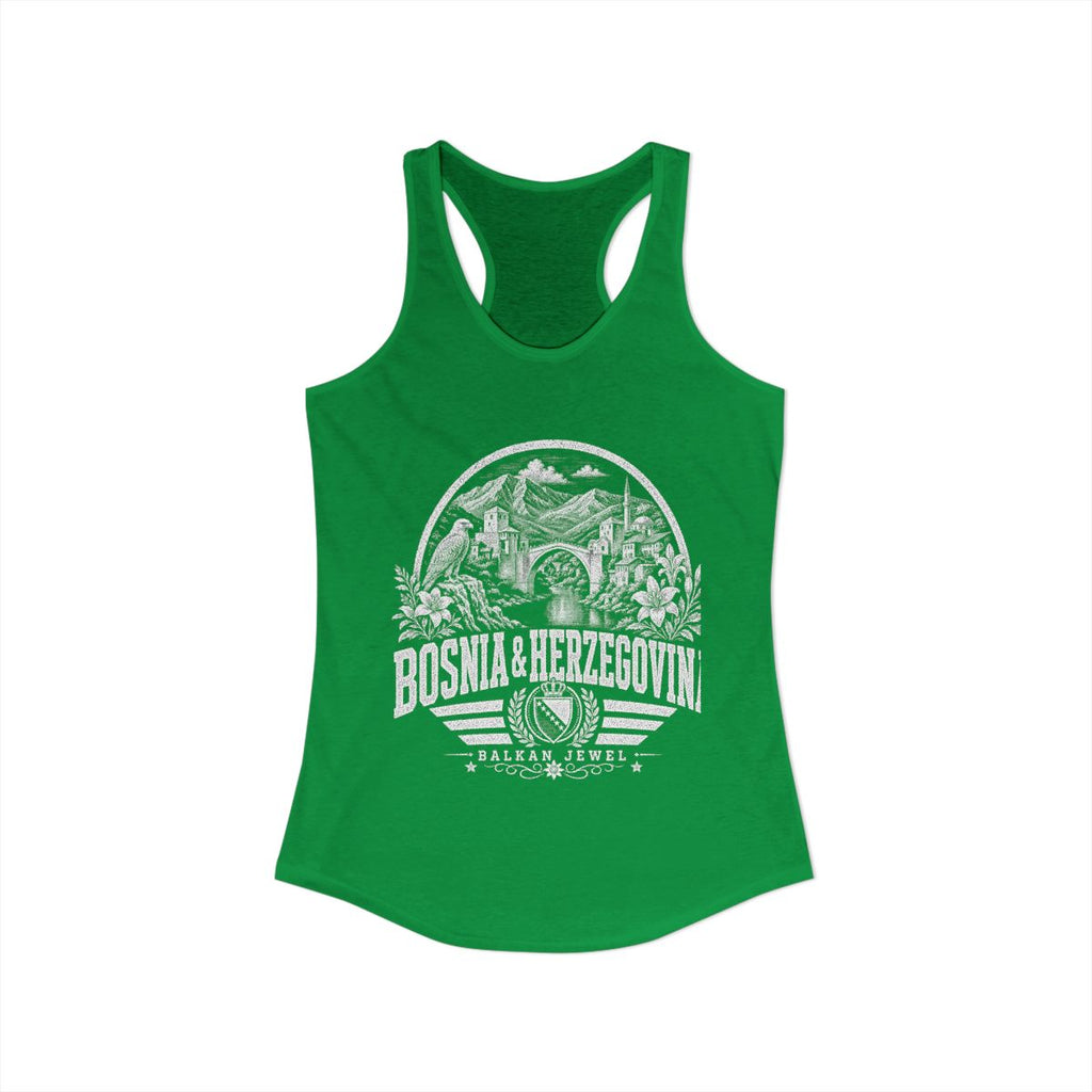 Bosnia y Herzegovina vintage landmarks tank top — iconic landmark design | Nameshi Destinations (view 7)