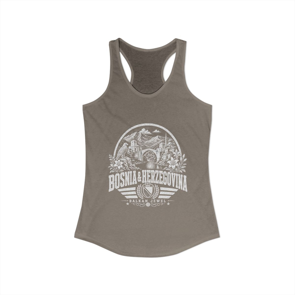 Bosnia y Herzegovina Women's Tank Top — Solid Warm Gray (front)