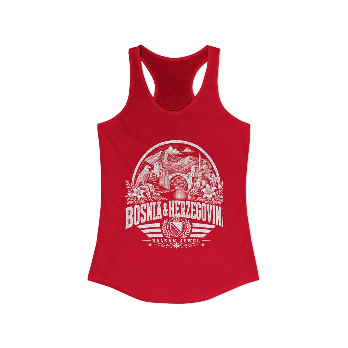 Bosnia y Herzegovina vintage landmarks tank top — iconic landmark design | Nameshi Destinations (view 17)