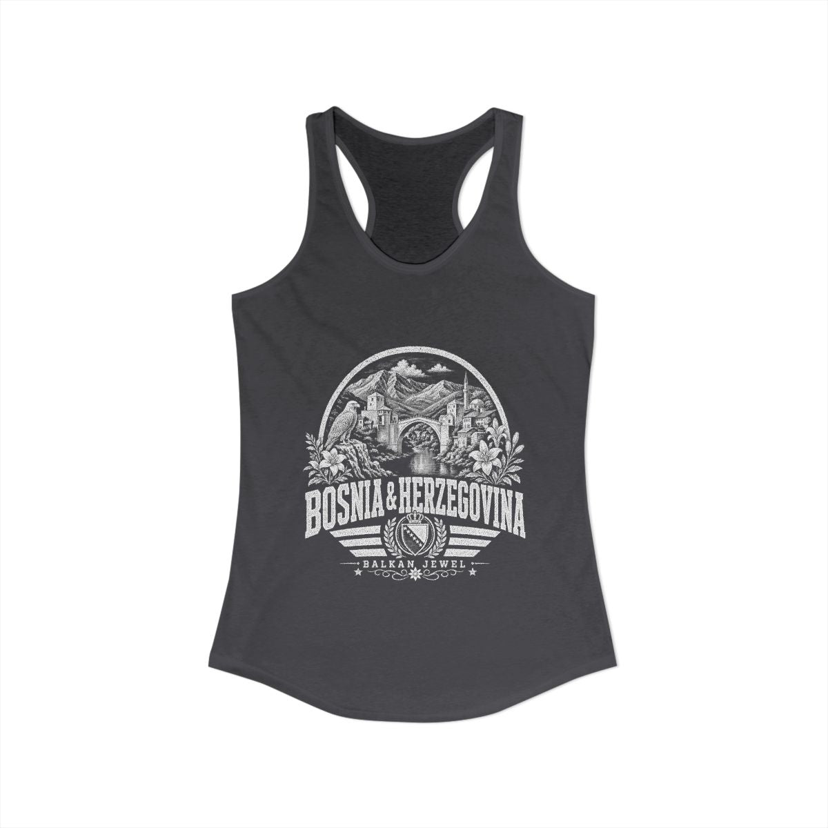 Bosnia y Herzegovina Women's Tank Top — Solid Dark Gray (front)