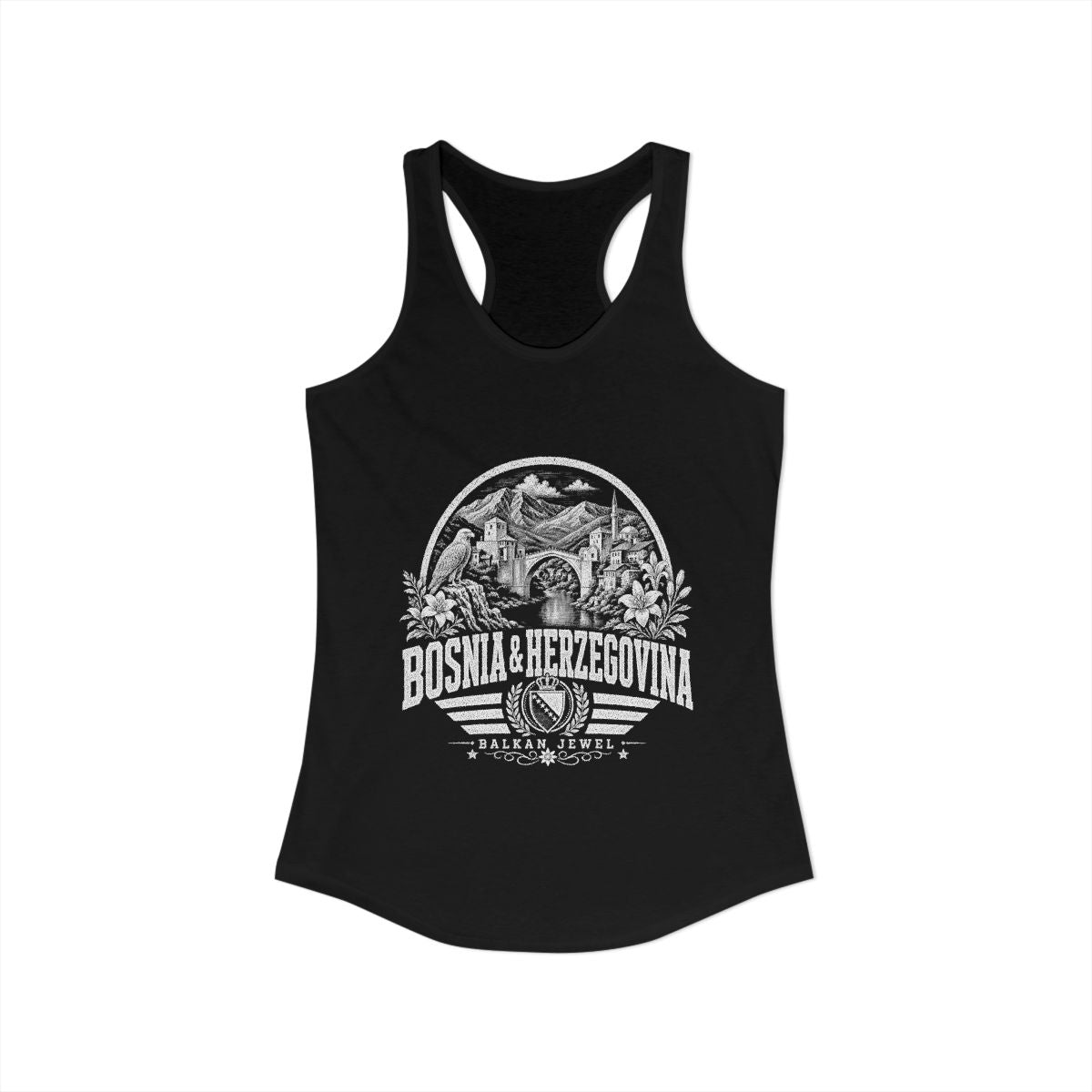 Bosnia y Herzegovina Women's Tank Top — Solid Black (front)