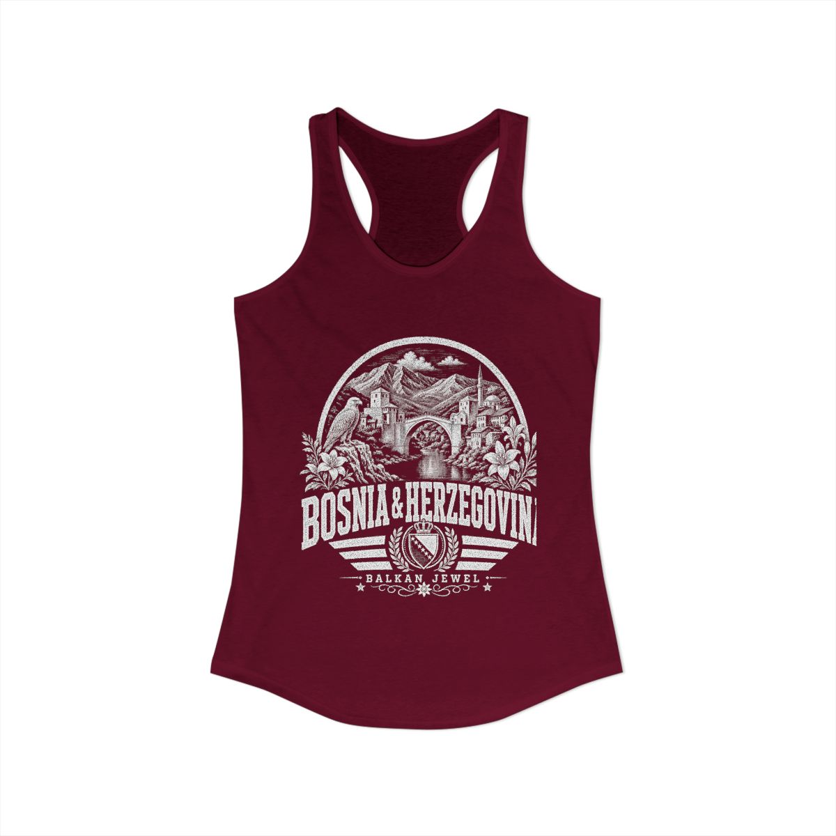 Bosnia y Herzegovina vintage landmarks tank top — iconic landmark design | Nameshi Destinations (view 27)