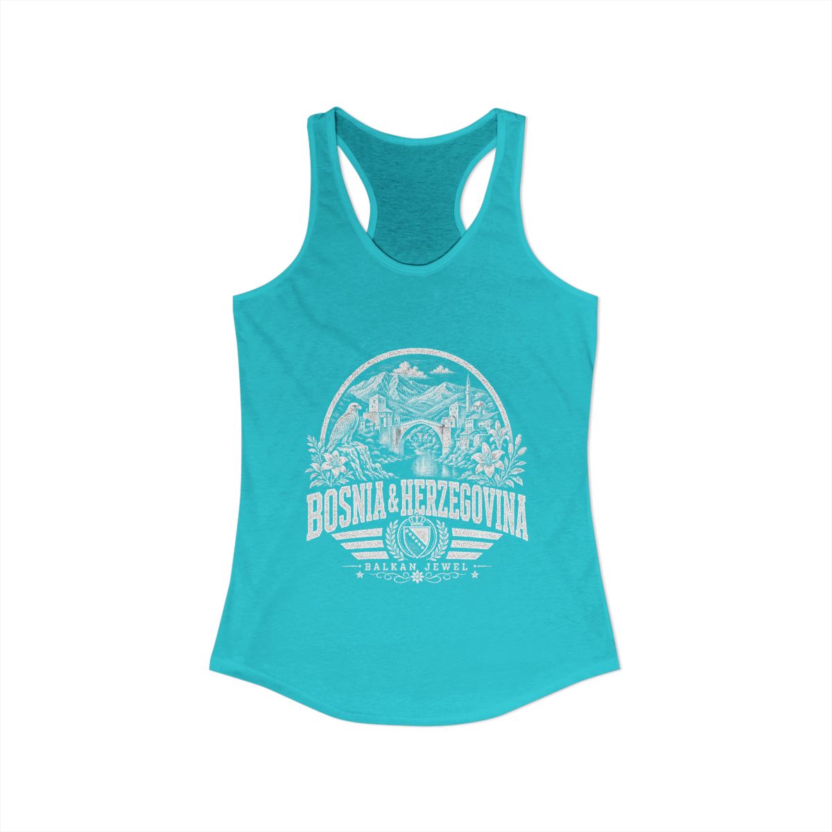 Bosnia y Herzegovina Women's Tank Top — Solid Tahiti Blue (front)