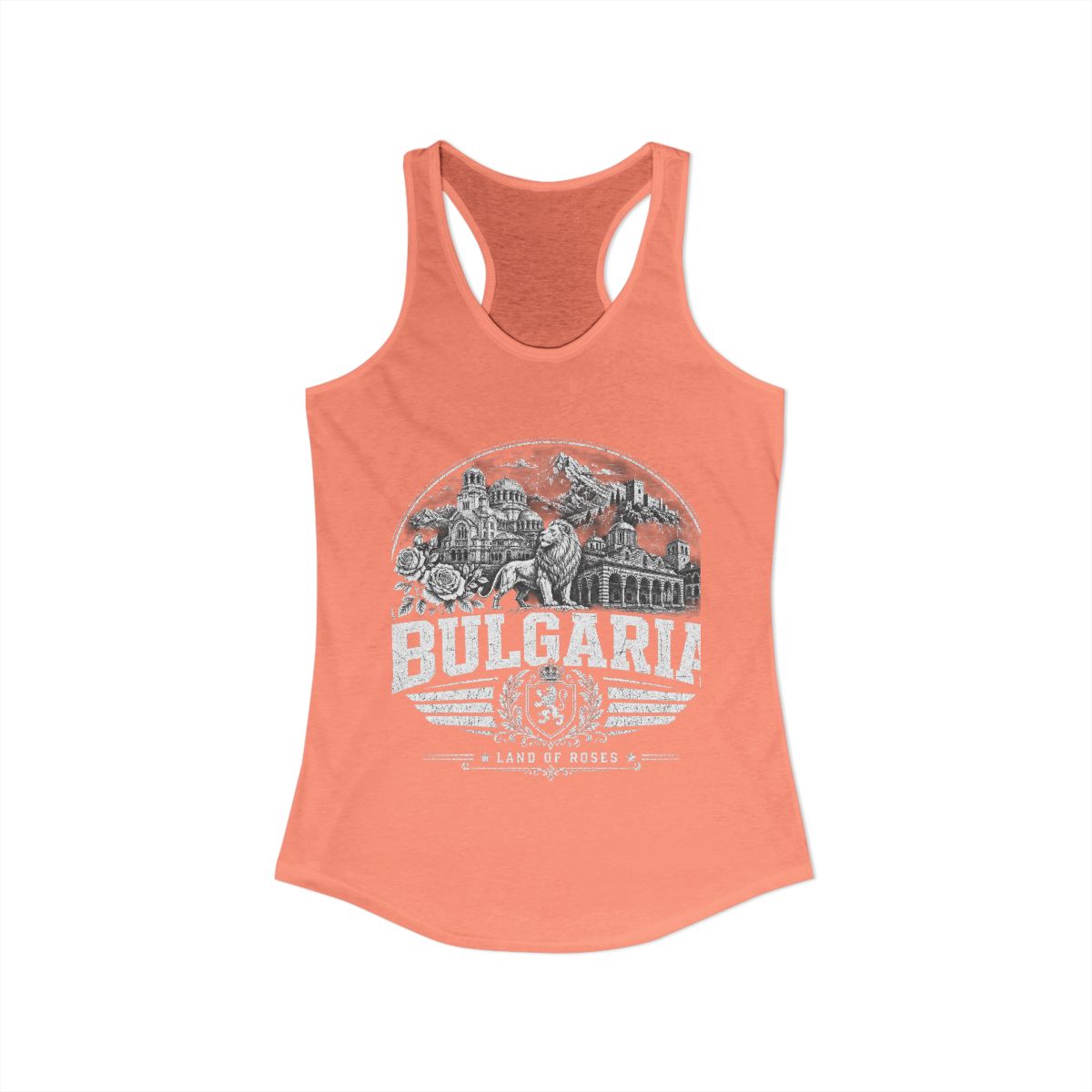 Bulgaria vintage landmarks tank top — iconic landmark design | Nameshi Destinations (view 2)