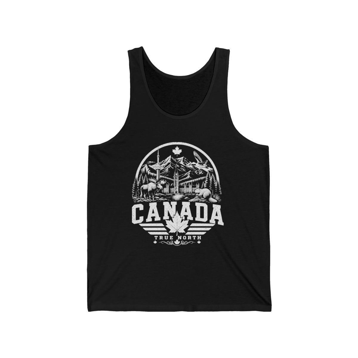 Canada vintage landmarks men's tee — iconic landmark design | Nameshi Destinations (view 1)