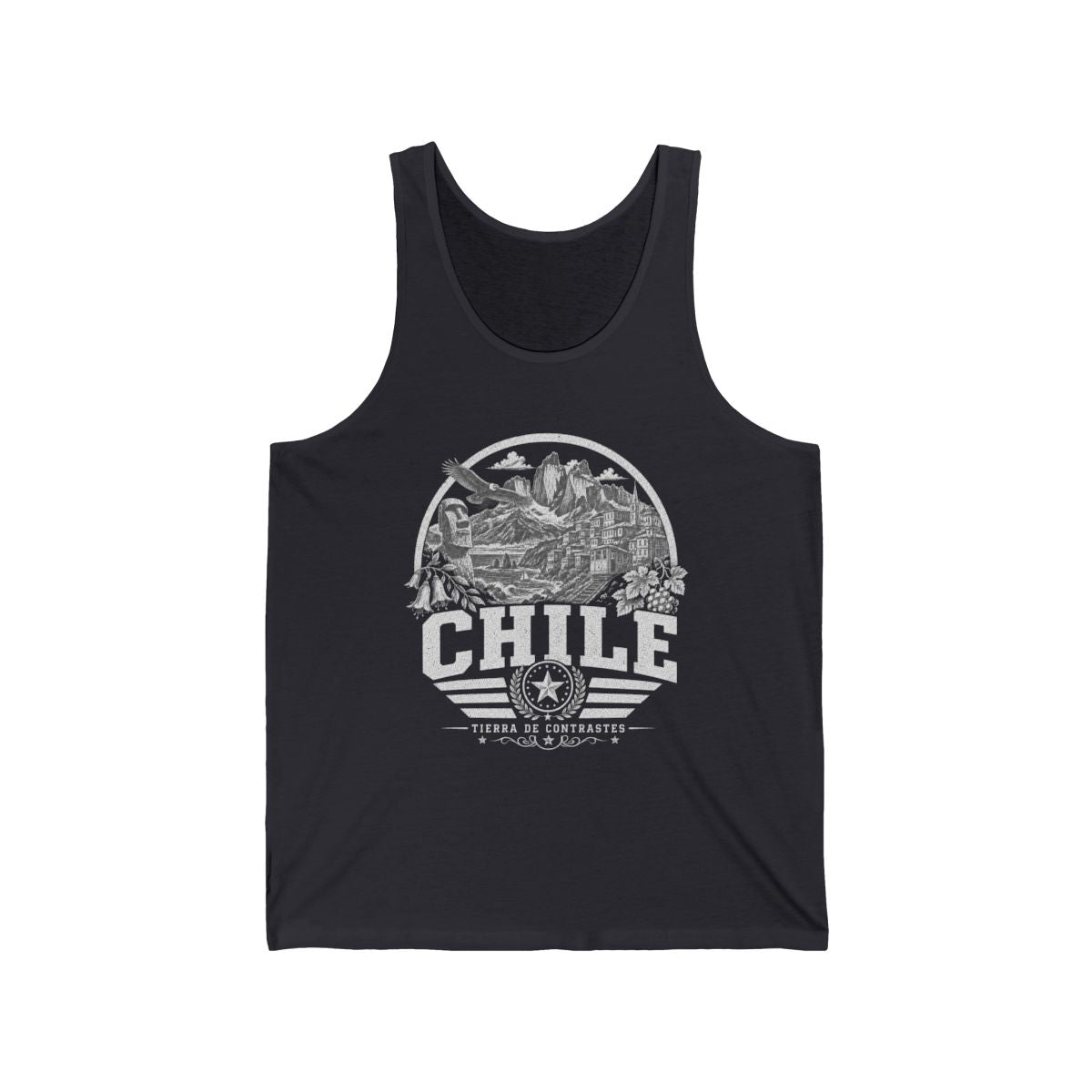 Chile vintage landmarks men's tee — iconic landmark design | Nameshi Destinations (view 1)