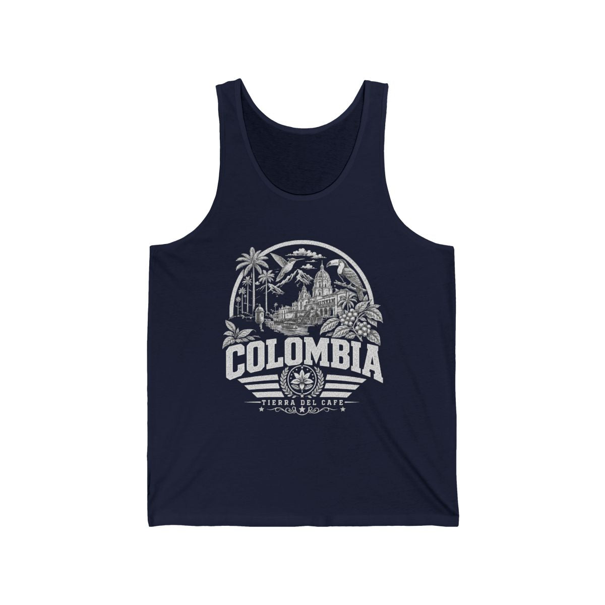 Colombia vintage landmarks men's tee — iconic landmark design | Nameshi Destinations (view 7)