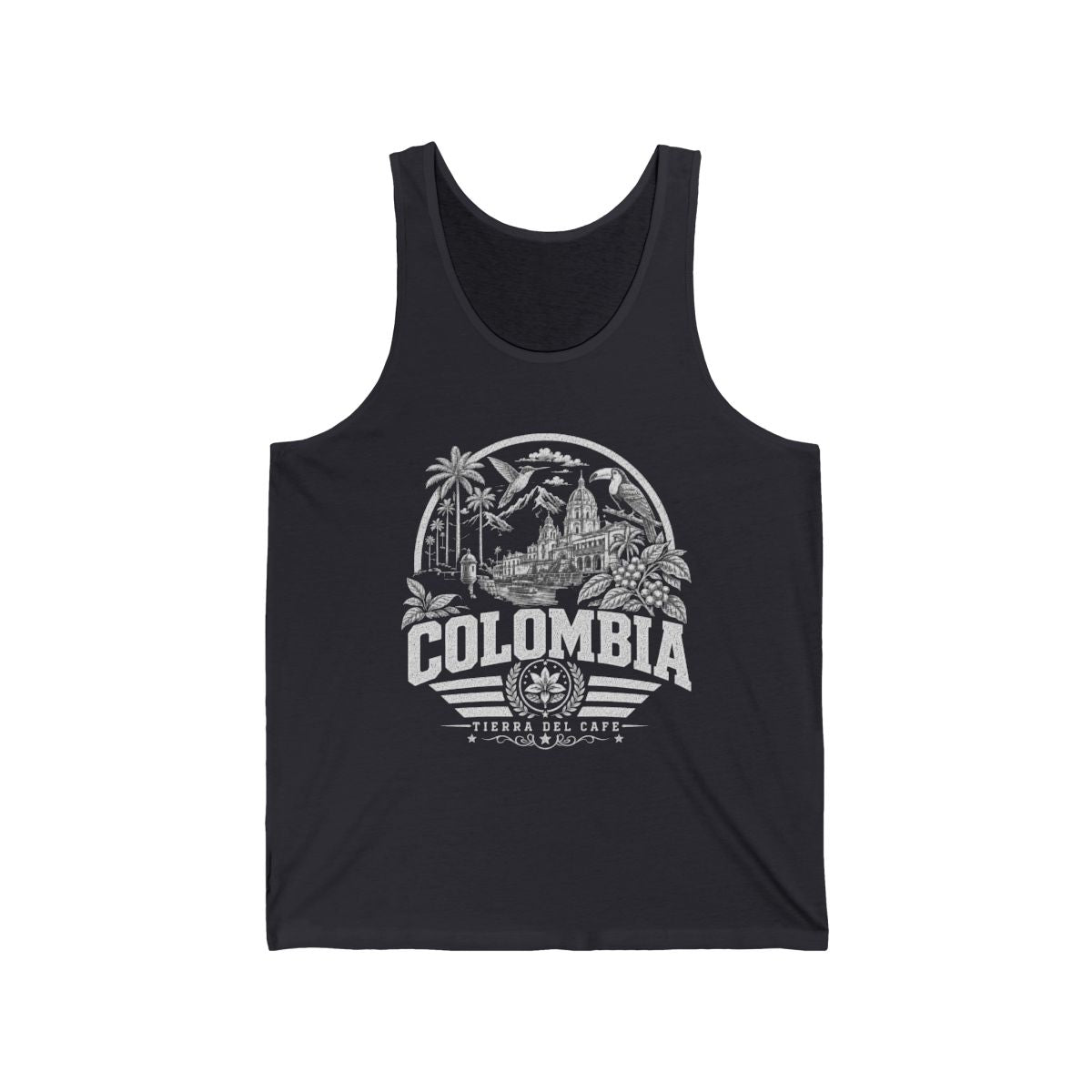 Colombia vintage landmarks men's tee — iconic landmark design | Nameshi Destinations (view 2)