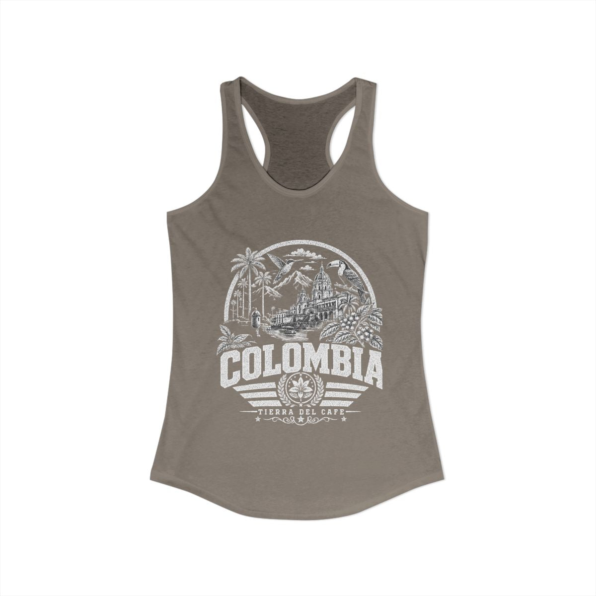 Colombia vintage landmarks tank top — iconic landmark design | Nameshi Destinations (view 4)