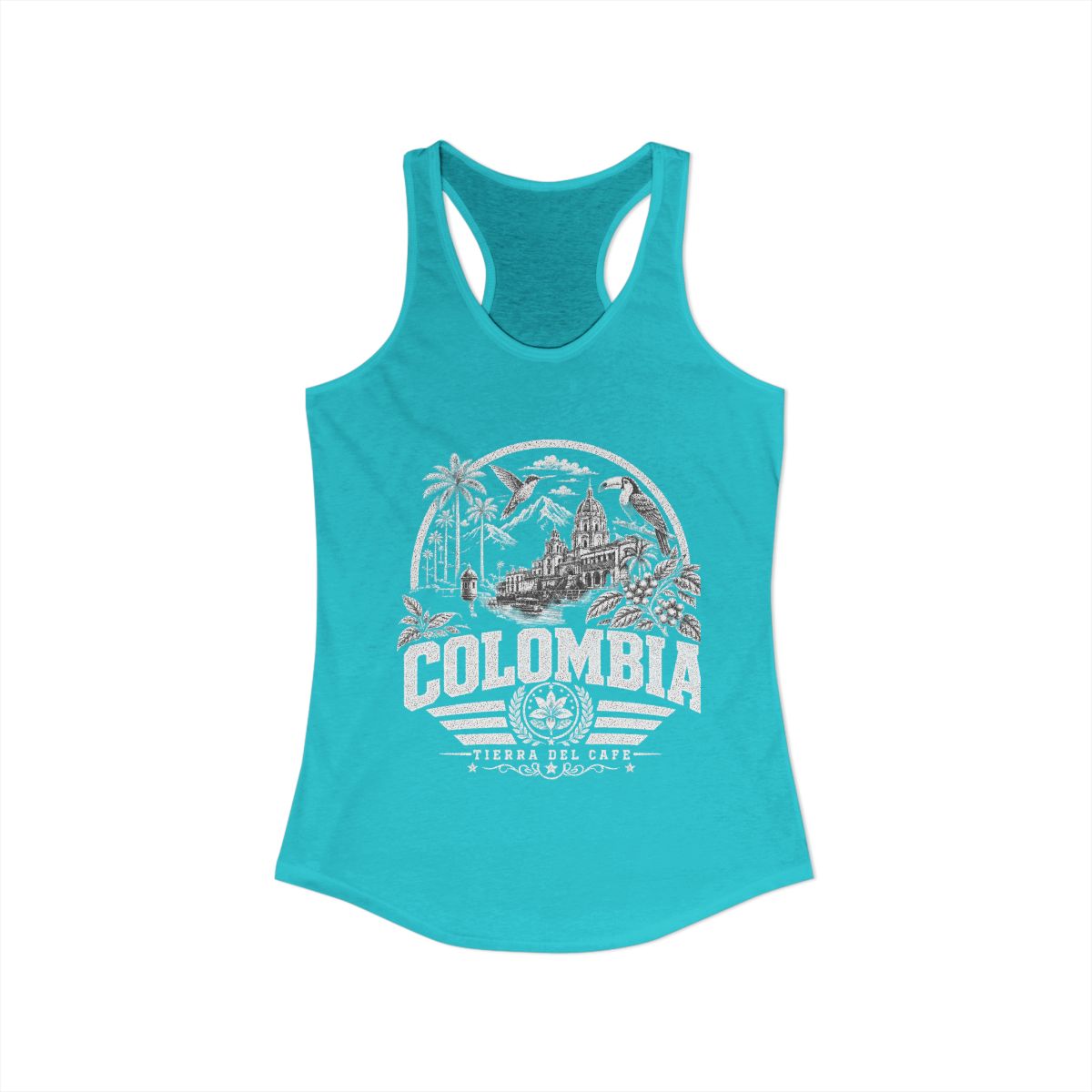 Colombia vintage landmarks tank top — iconic landmark design | Nameshi Destinations (view 8)