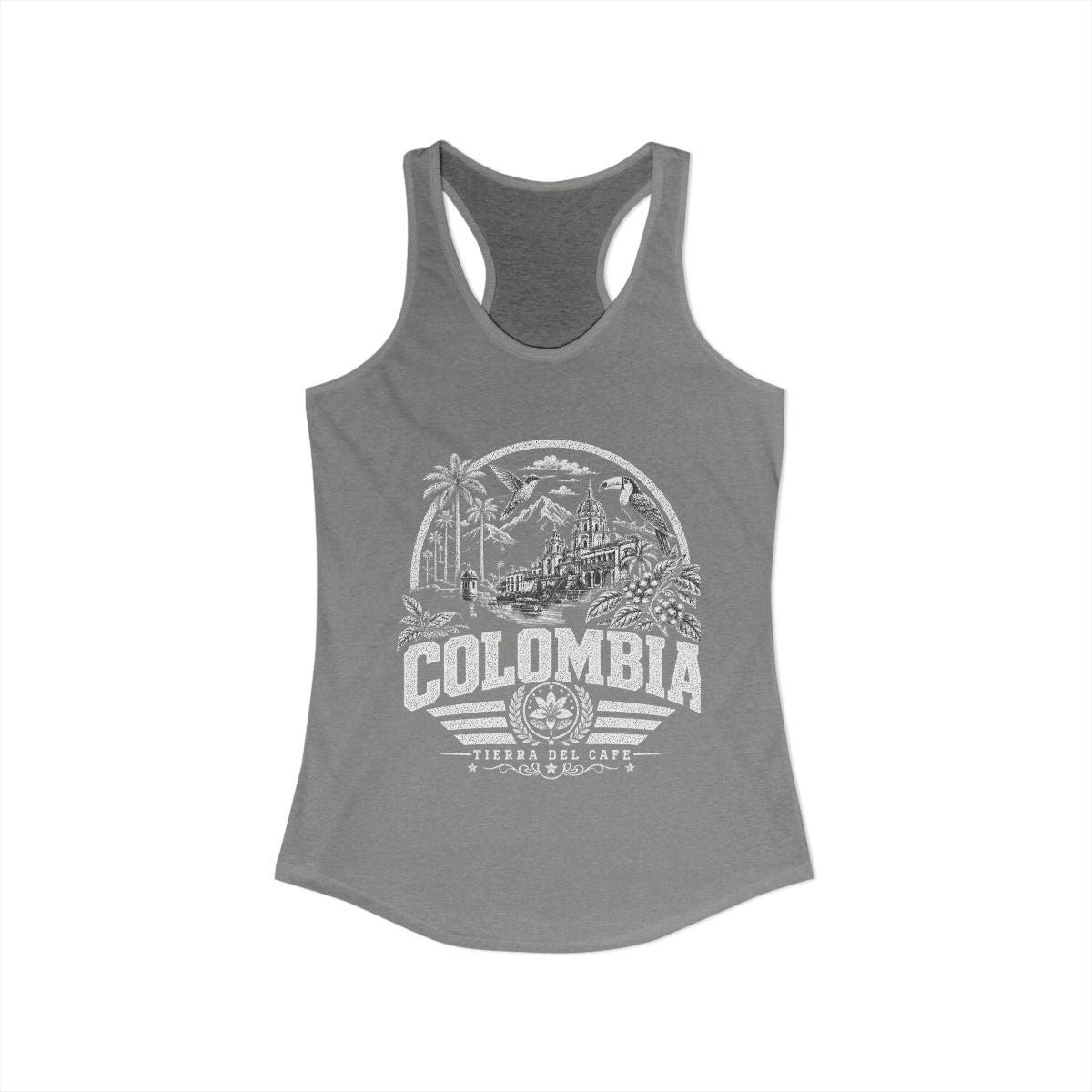 Colombia vintage landmarks tank top — iconic landmark design | Nameshi Destinations (view 3)