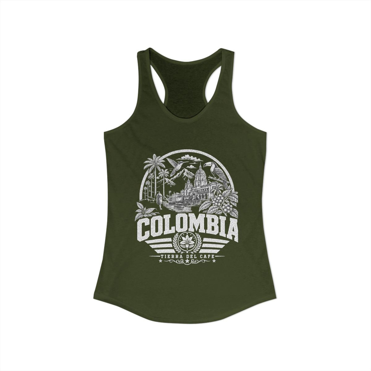 Colombia vintage landmarks tank top — iconic landmark design | Nameshi Destinations (view 5)