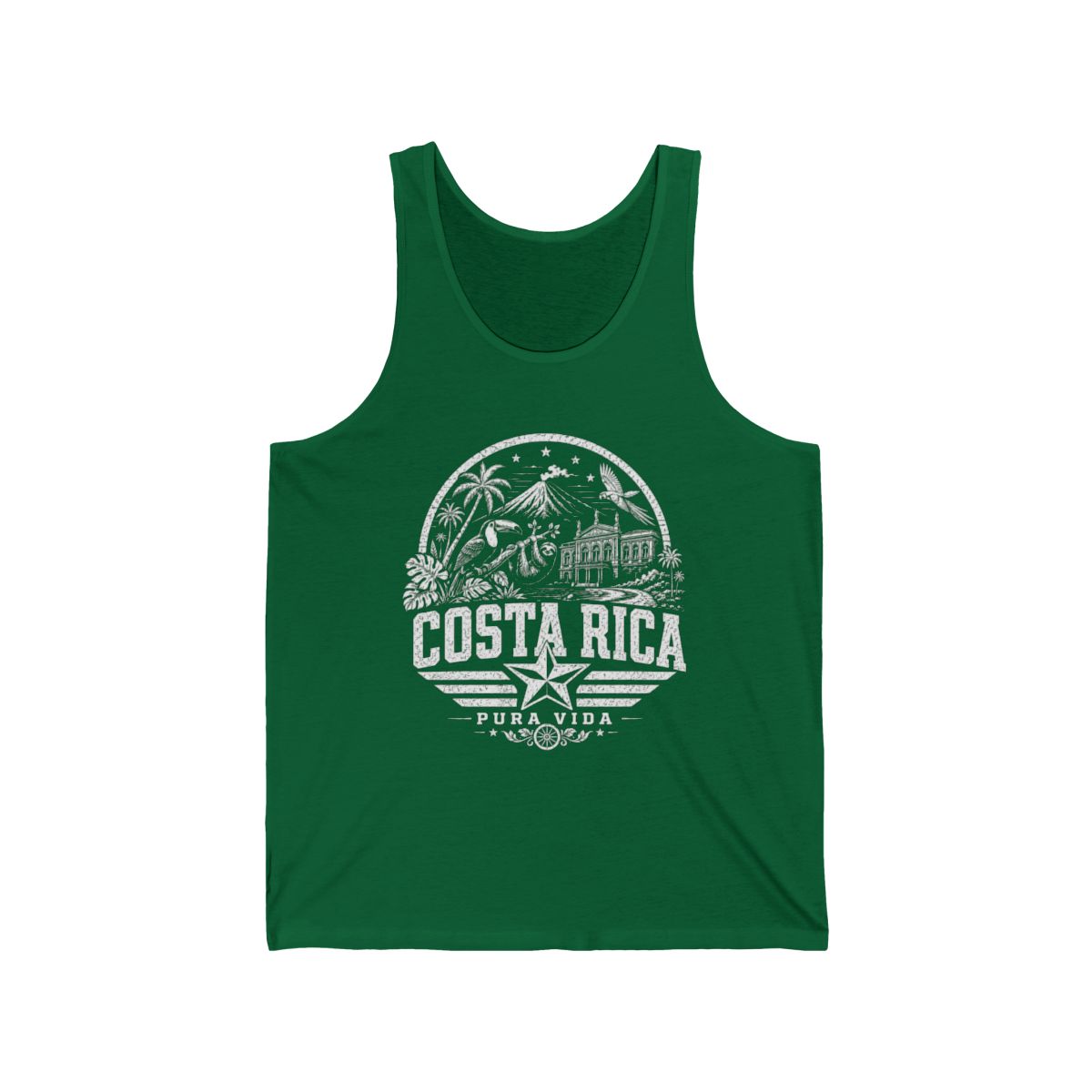 Costa Rica vintage landmarks men's tee — iconic landmark design | Nameshi Destinations (view 4)