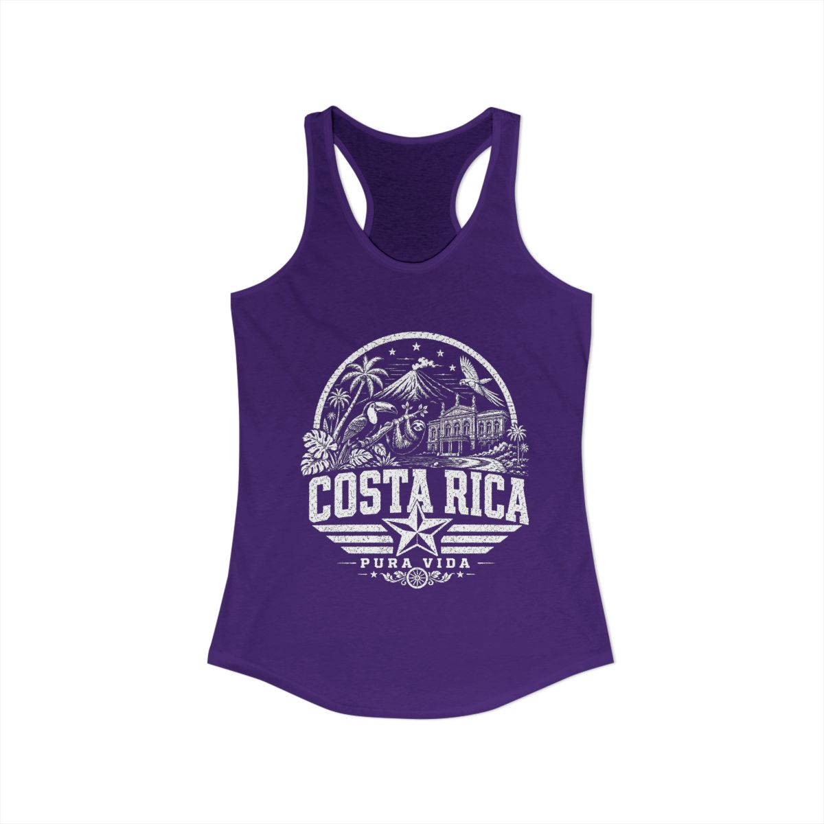 Costa Rica Pura Vida Women's Tank Top — Solid Purple Rush (front)