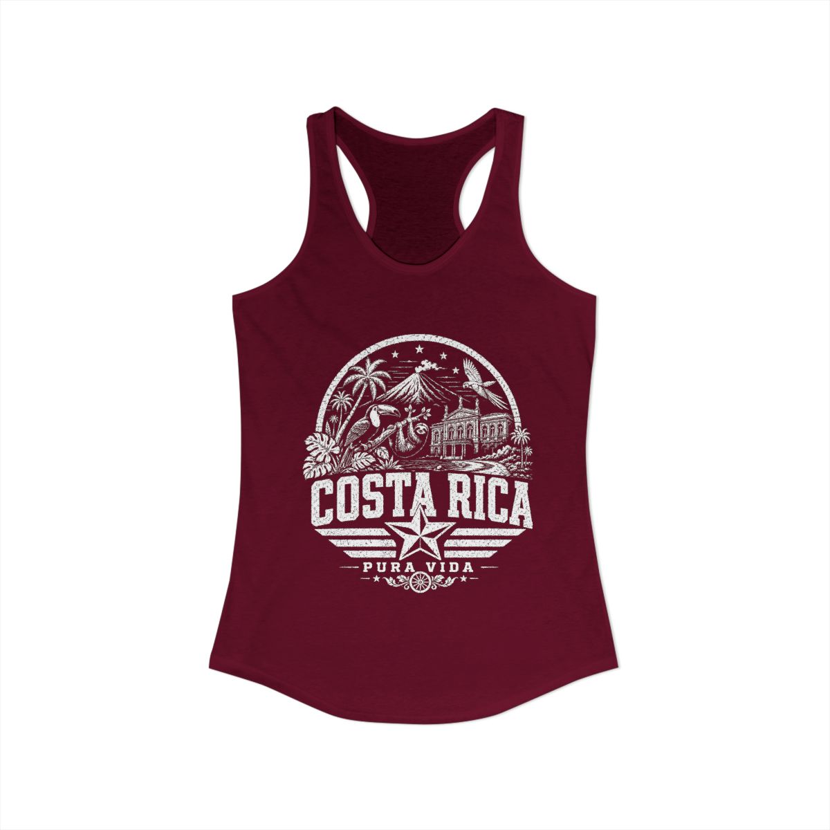 Costa Rica Pura Vida Women's Tank Top — Solid Cardinal Red (front)
