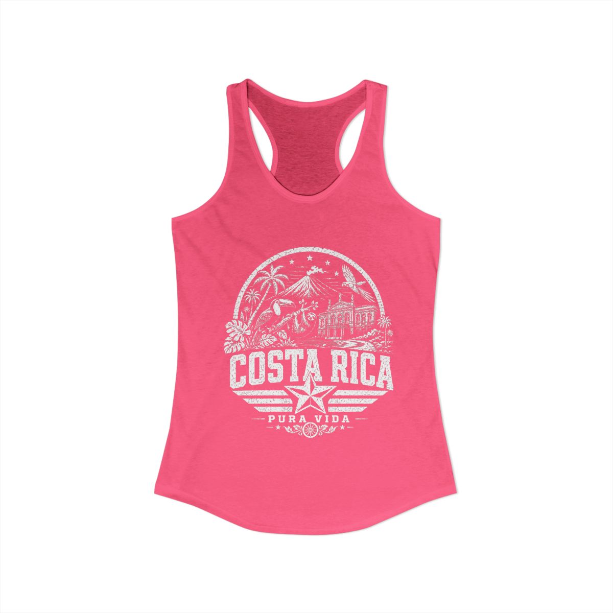 Costa Rica vintage landmarks tank top — iconic landmark design | Nameshi Destinations (view 14)