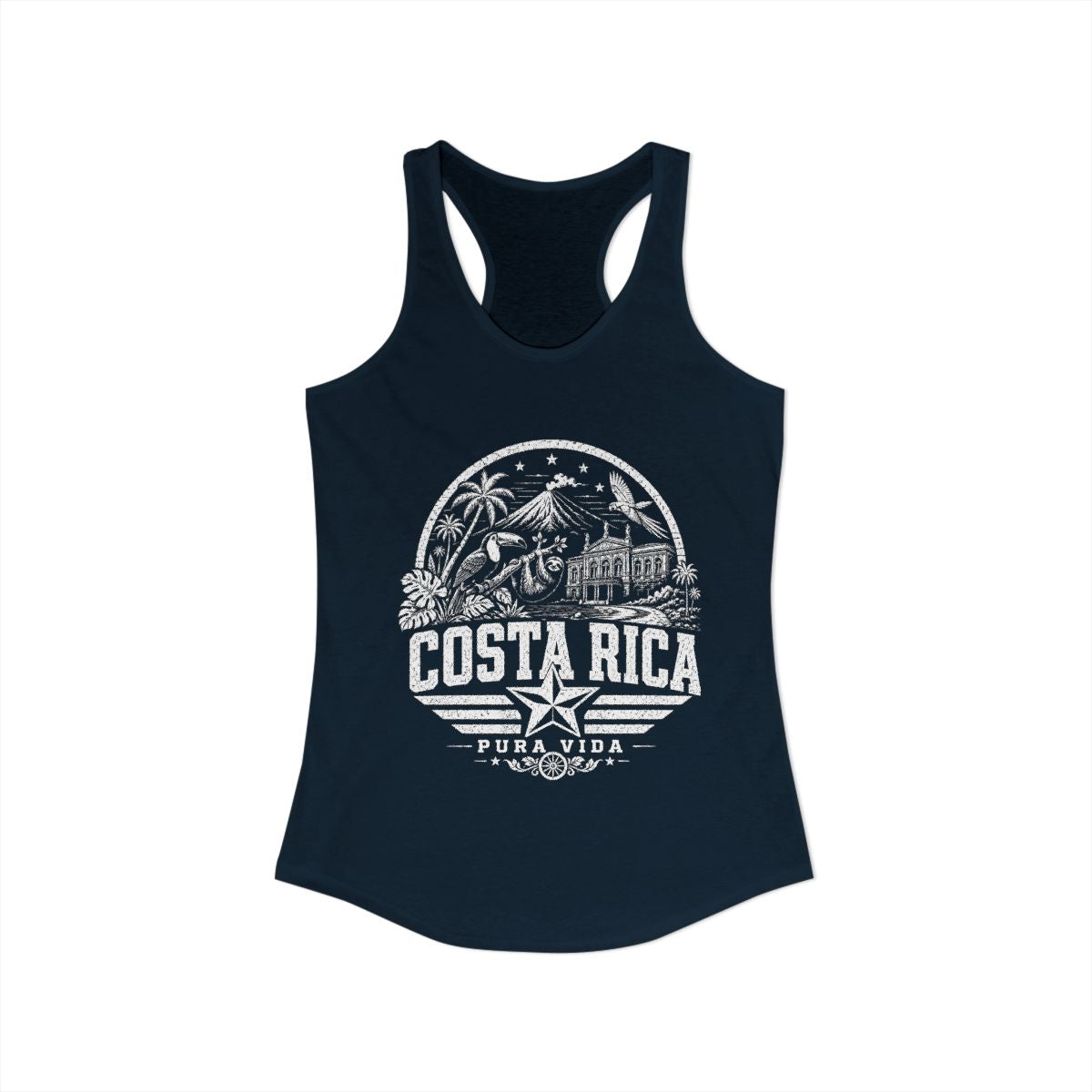 Costa Rica vintage landmarks tank top — iconic landmark design | Nameshi Destinations (view 11)