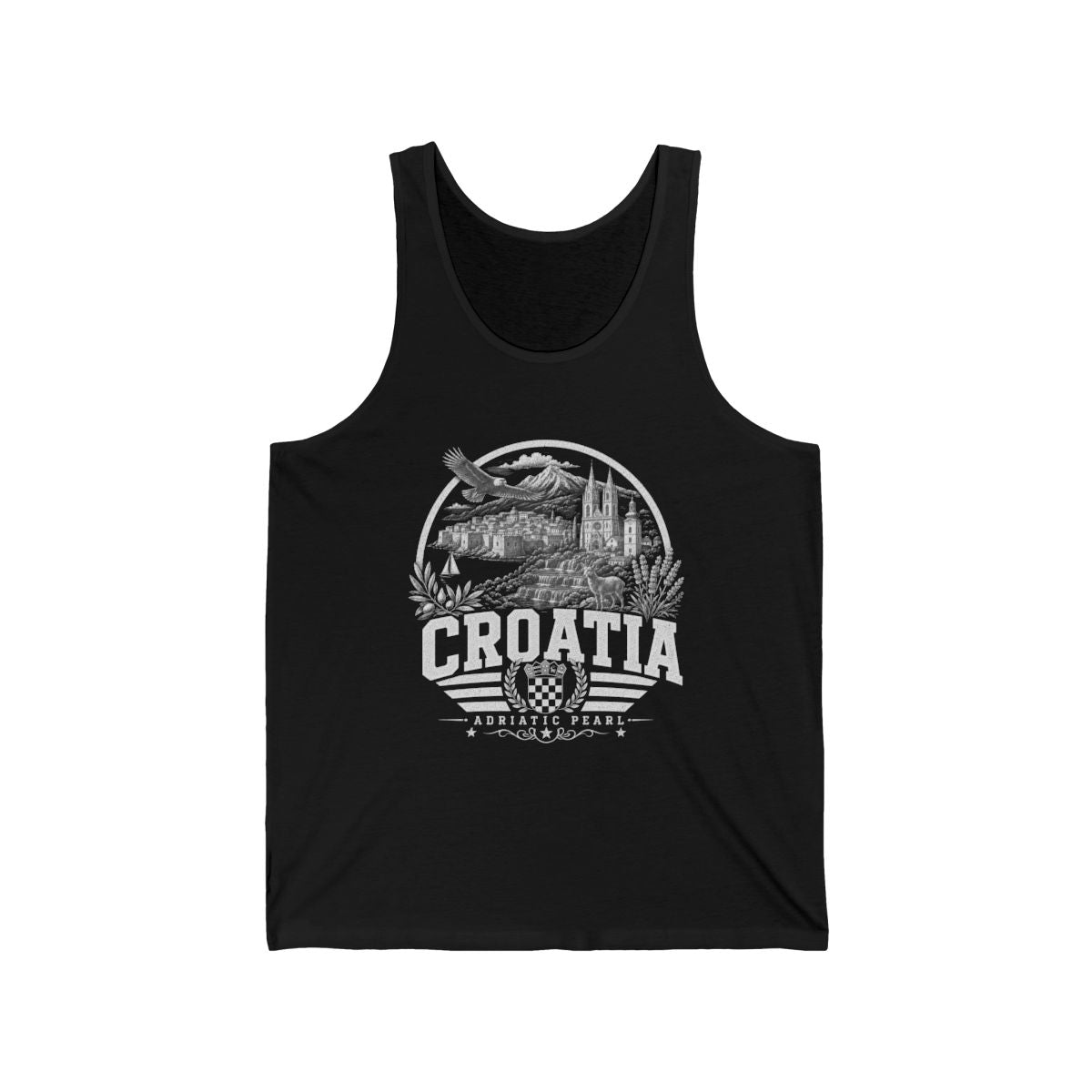 Croatia Men's Tank Top — Black (front)