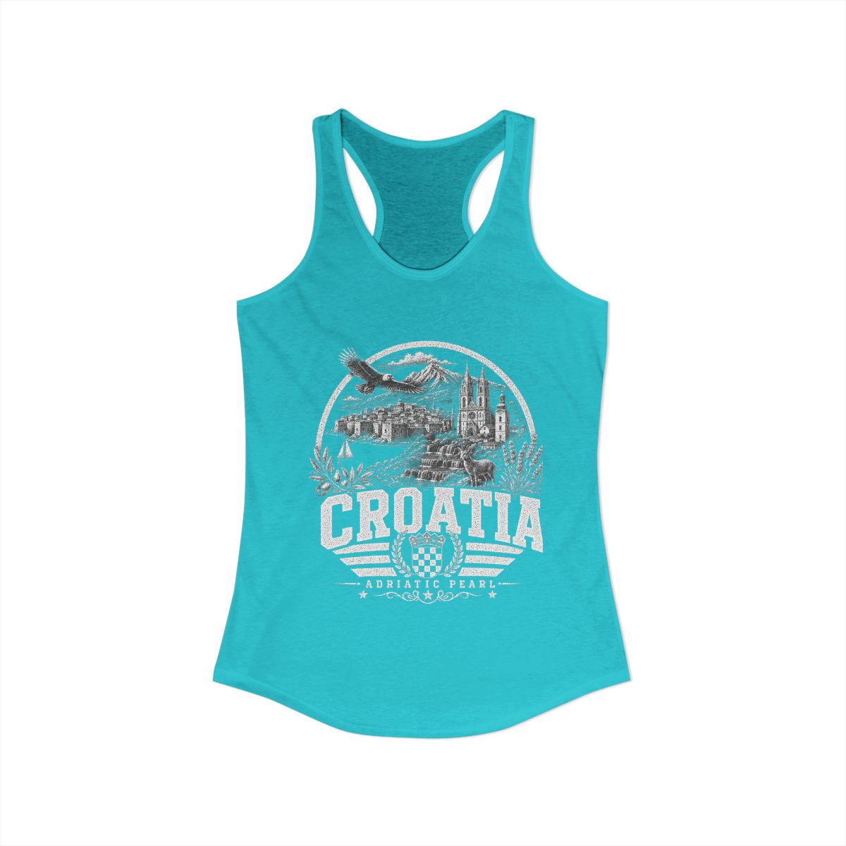 Croatia vintage landmarks tank top — iconic landmark design | Nameshi Destinations (view 21)