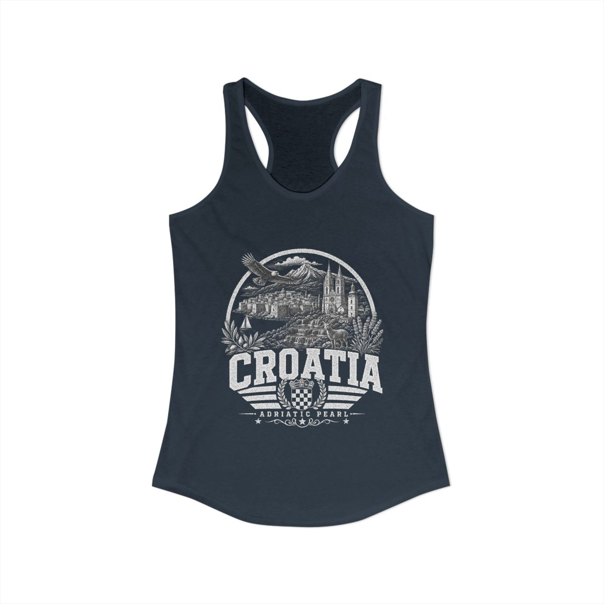 Croatia Women's Tank Top — Solid Indigo (front)