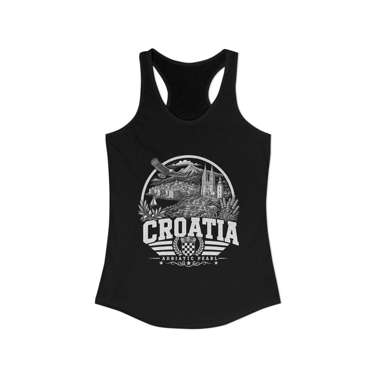 Croatia Women's Tank Top — Solid Black (front)