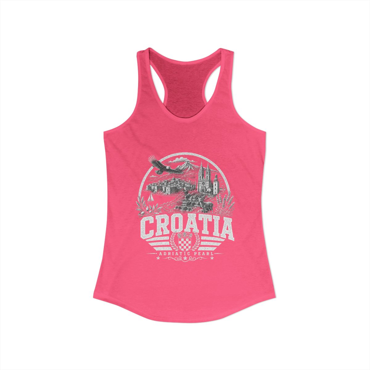 Croatia Women's Tank Top — Solid Hot Pink (front)
