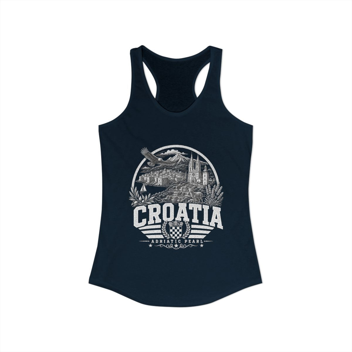 Croatia Women's Tank Top — Solid Midnight Navy (front)