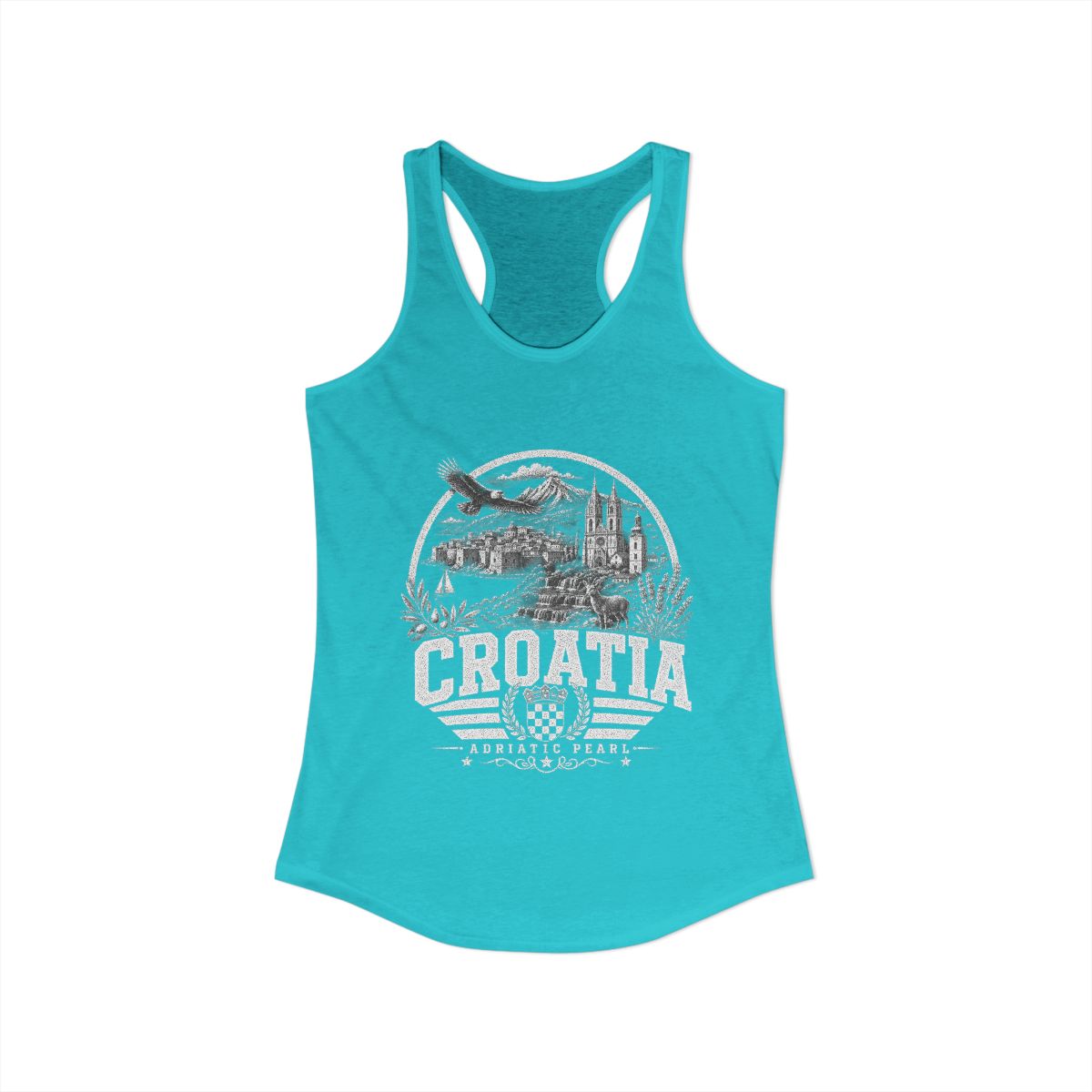 Croatia Women's Tank Top — Solid Tahiti Blue (front)