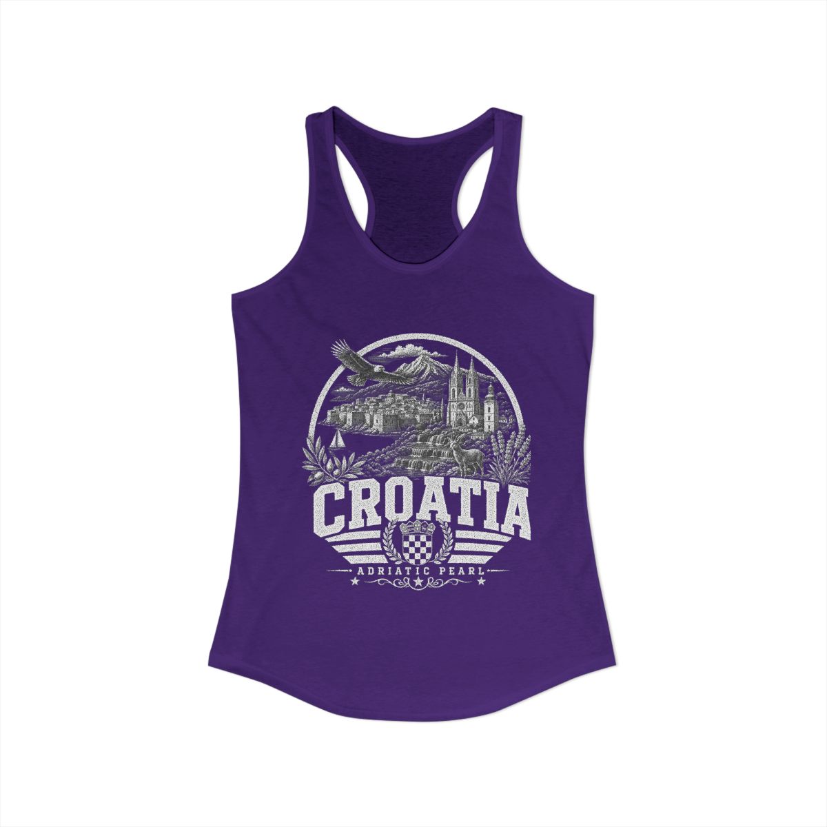 Croatia vintage landmarks tank top — iconic landmark design | Nameshi Destinations (view 15)
