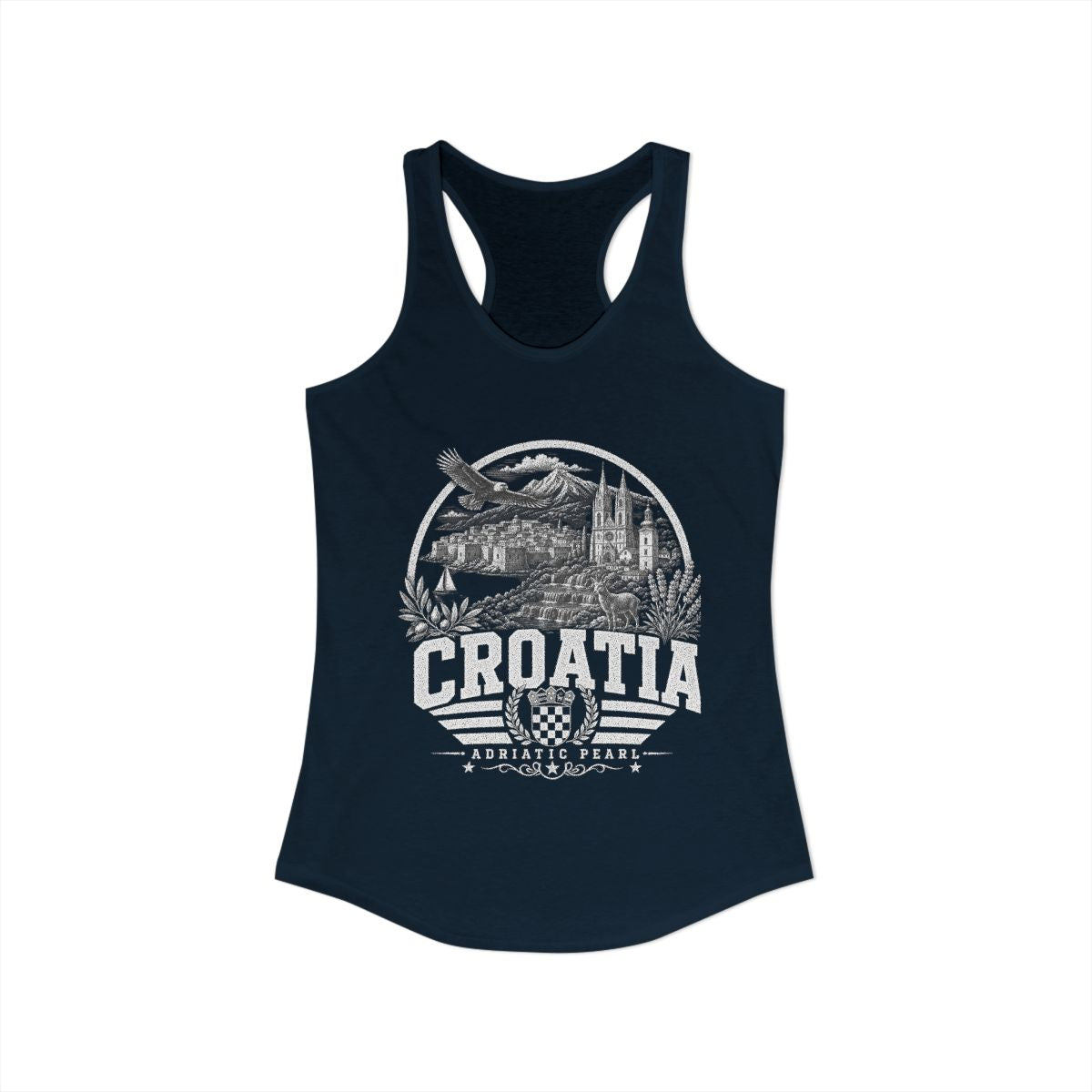 Croatia vintage landmarks tank top — iconic landmark design | Nameshi Destinations (view 9)