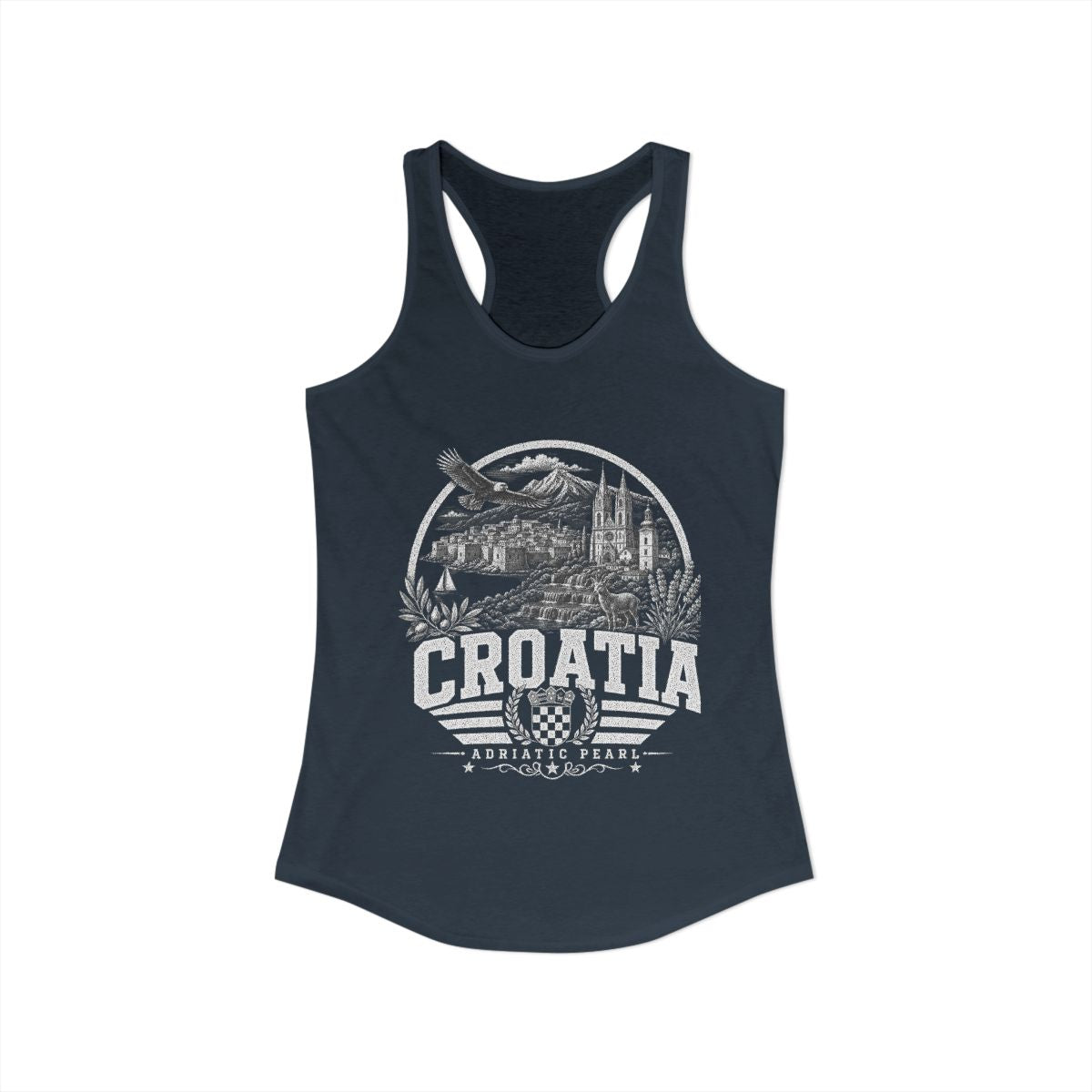Croatia vintage landmarks tank top — iconic landmark design | Nameshi Destinations (view 5)