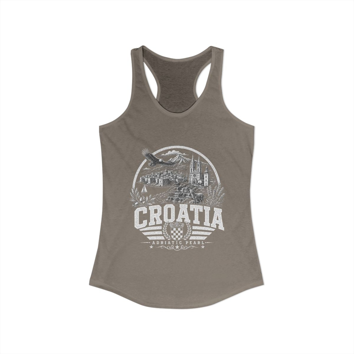 Croatia Women's Tank Top — Solid Warm Gray (front)
