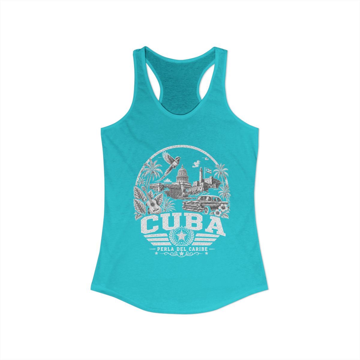 Cuba vintage landmarks tank top — iconic landmark design | Nameshi Destinations (view 8)