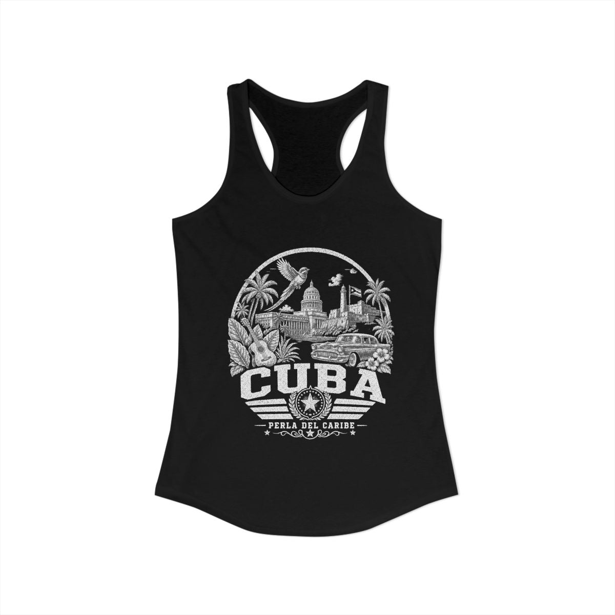 Cuba vintage landmarks tank top — iconic landmark design | Nameshi Destinations (view 2)