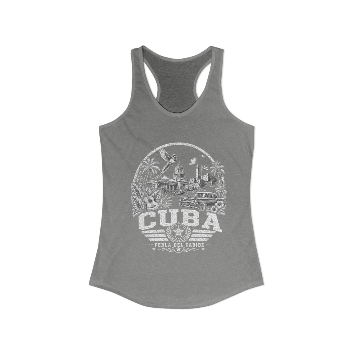 Cuba vintage landmarks tank top — iconic landmark design | Nameshi Destinations (view 3)