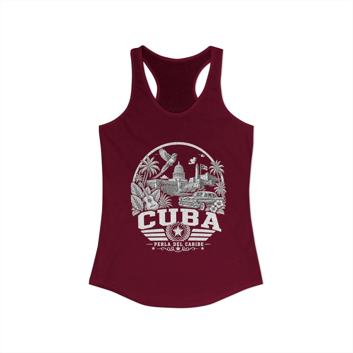 Cuba vintage landmarks tank top — iconic landmark design | Nameshi Destinations (view 15)