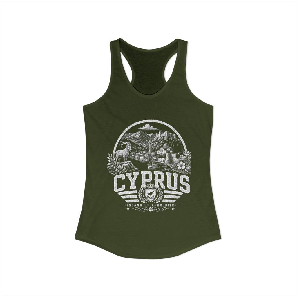 Cyprus Women's Tank Top — Solid Military Green (front)