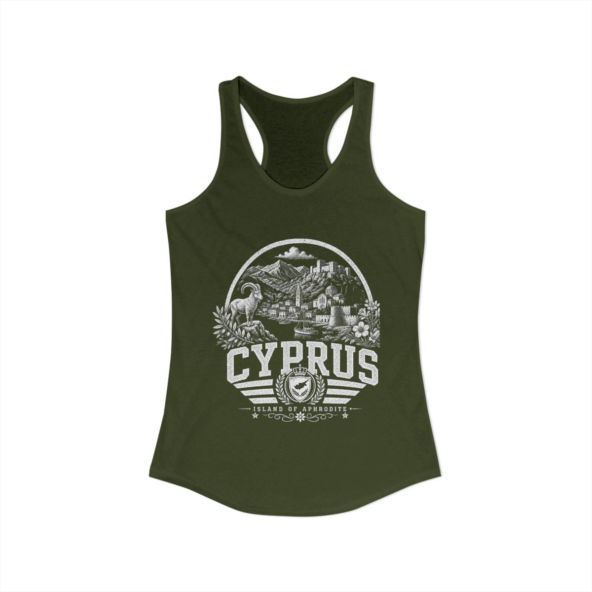 Cyprus Women's Tank Top — Solid Military Green (front)