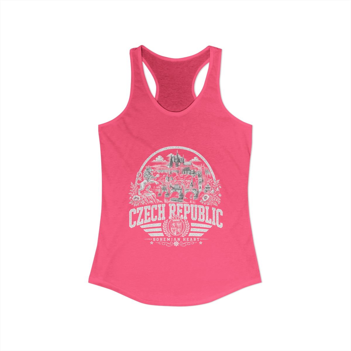 Czech Republic Women's Tank Top — Solid Hot Pink (front)