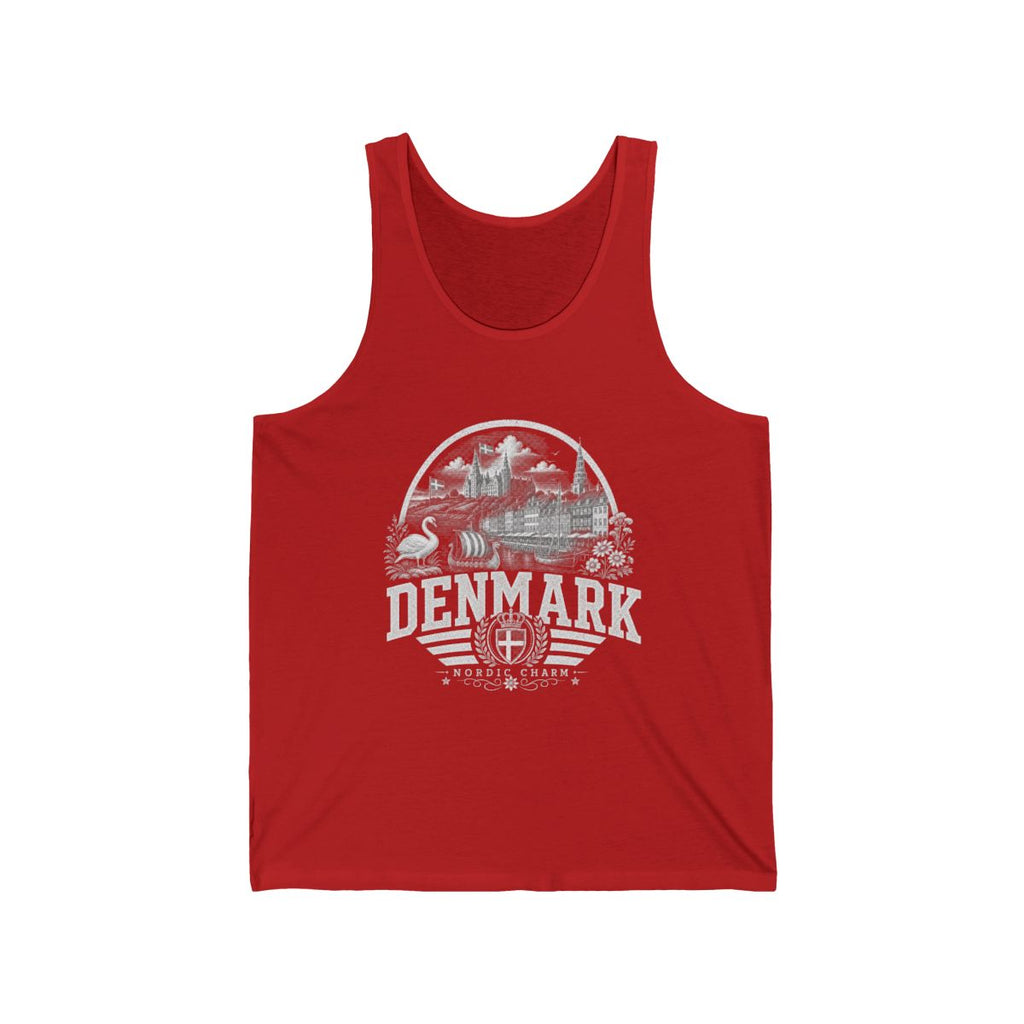 Denmark Men's Tank Top — Red (front)