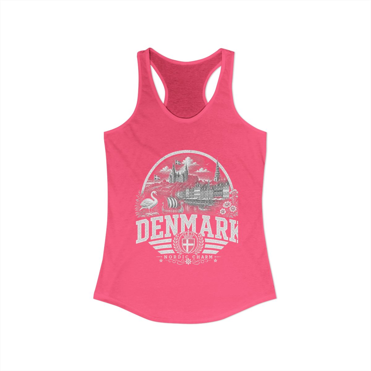 Denmark Women's Tank Top — Solid Hot Pink (front)