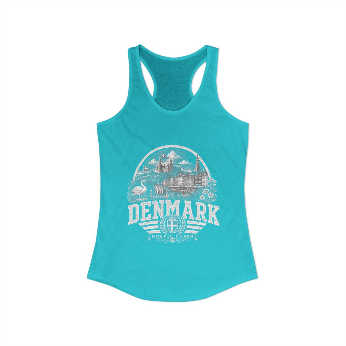 Denmark Women's Tank Top — Solid Tahiti Blue (front)